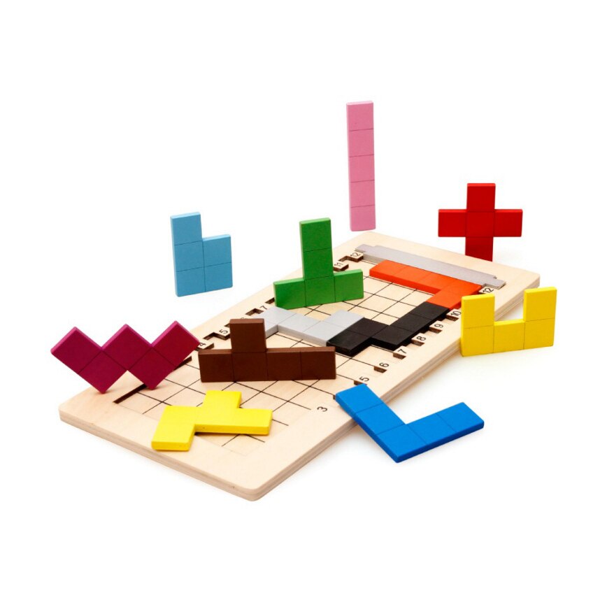 Chanycore 아기 학습 교육 나무 장난감 퍼즐 퍼즐 보드 모양 테트리스 일치 enlightenment 아이 선물 4071